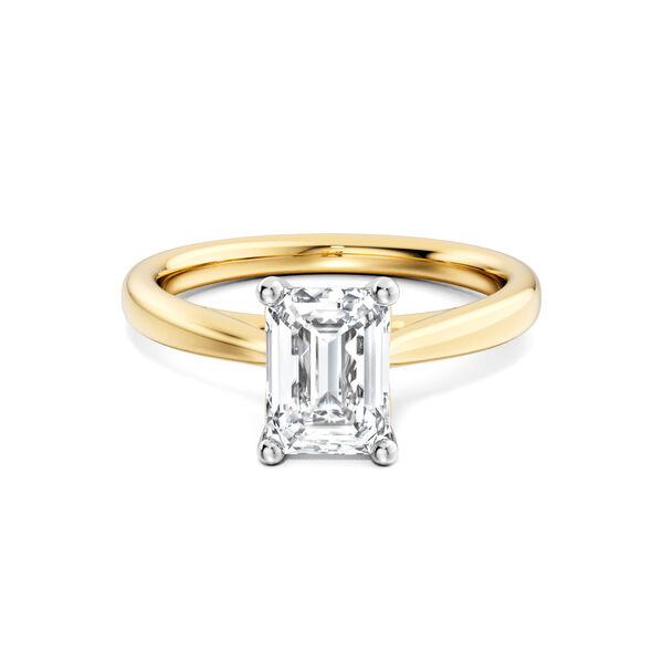 Yellow Gold Emerald-Cut Solitaire Diamond Engagement Ring